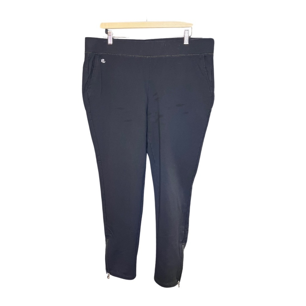 Lauren Ralph Lauren Black Sweatpants with Ankle Zipper Women Size XL